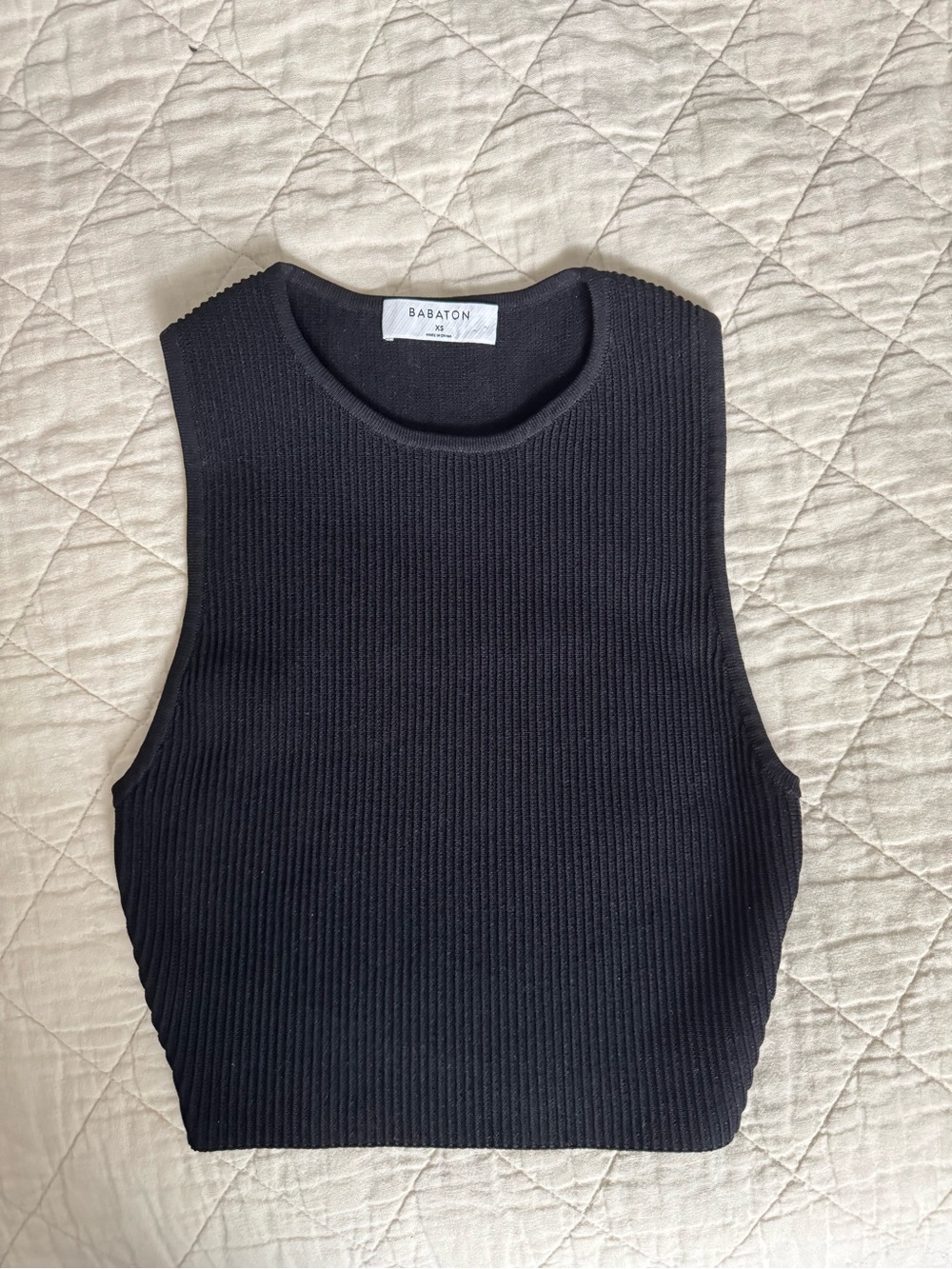 Babaton Black Ribbed High-Neck Tank